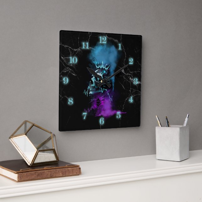 Horloge Carrée Fantasy Design | Cryptocurrency | Ethereum Marble  (Bureau)