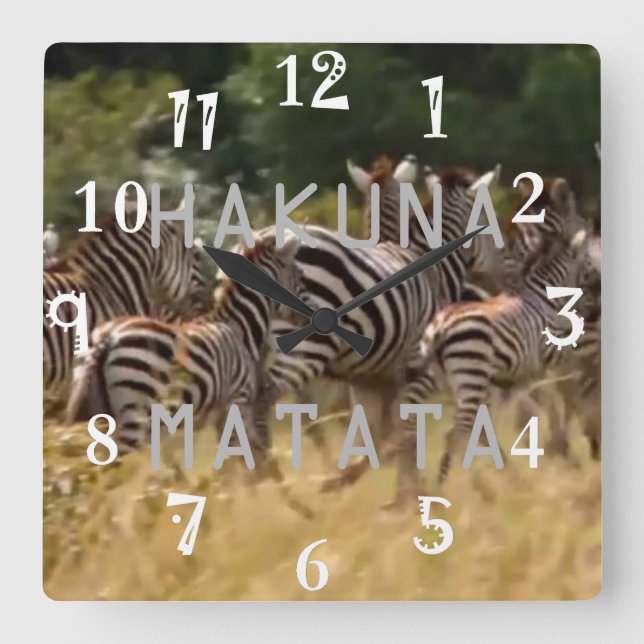 Horloge Carrée Faune de cool de zèbre du Kenya d'Africain de (Recto)