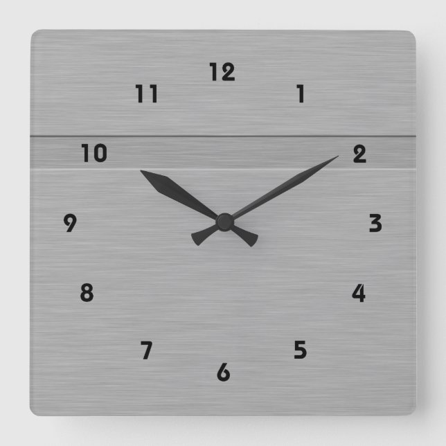 Horloge Carrée Faux brossé métal avec Groove (Recto)