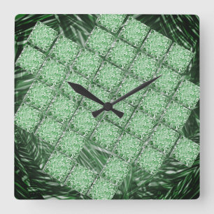 Horloge Carrée Faux éléments céramiques, graphisme simulé et pièc