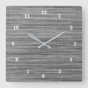 Horloge Carrée Faux Gray Fabric Cloth Modern Design Wall Clock
