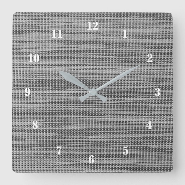 Horloge Carrée Faux Gray Fabric Cloth Modern Design Wall Clock (Recto)