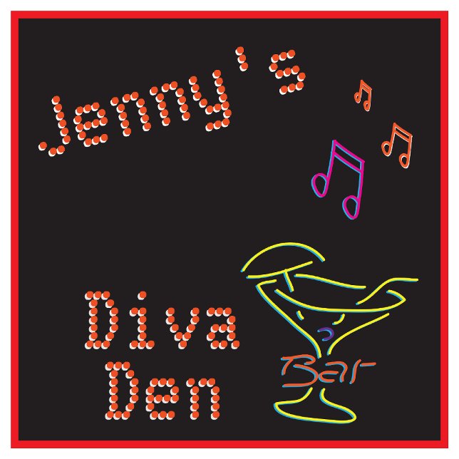 Horloge Carrée Faux Neon Diva (Créateur téléchargé)