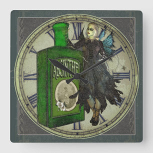 Horloge Carrée Fée d'absinthe - La Fée Verte - la fée verte