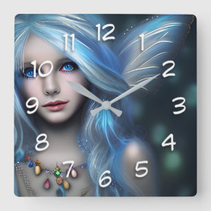 Horloge Carrée Fée mystique éthérée fille