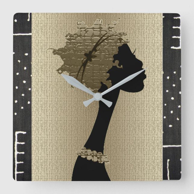 Horloge Carrée Femme africaine (Recto)