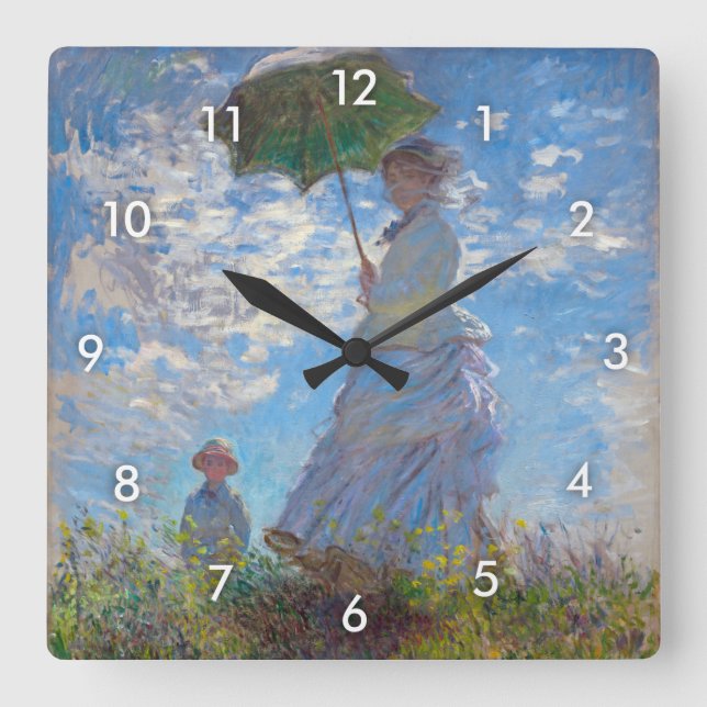 Horloge Carrée Femme avec Parasol, Monet (Recto)