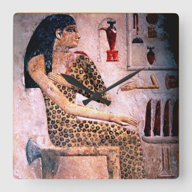 HORLOGE CARRÉE FEMME ÉLÉGANTE, MODE ET BEAUTÉ DE L'ÉGYPTE ANTIQUE (Recto)