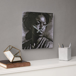 Horloge Carrée Femmes "Jasmin" Au Charbon