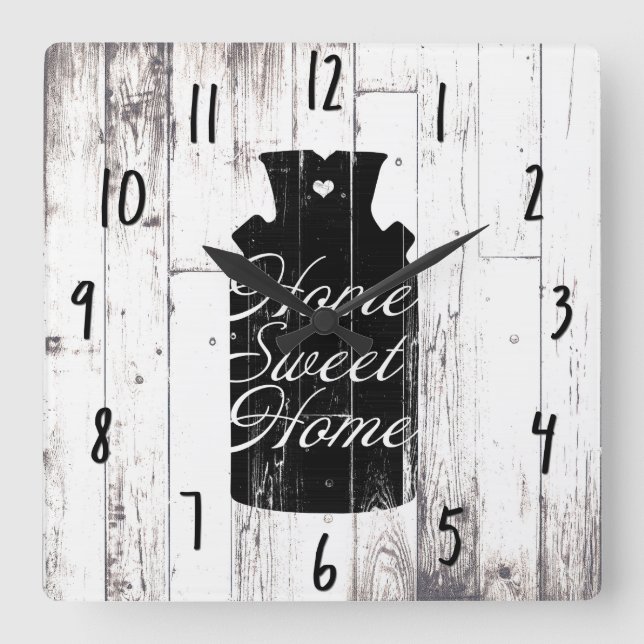 Horloge Carrée Ferme Bois blanc Jeu de lait rustique Jeu de lait  (Recto)