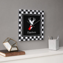 Ferme Noir Blanc Plaid Chic Deer Personnalisé