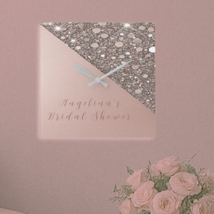 Horloge Carrée Fête de mariage élégante en or rose