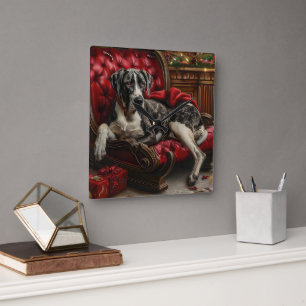 Horloge Carrée Fête de Noël du chien Danse