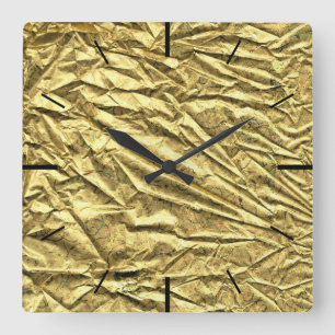 Horloge Carrée Feuille d'or brillante