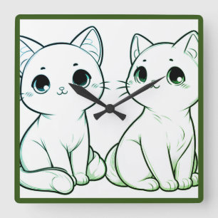 Horloge Carrée Feuille Matcha