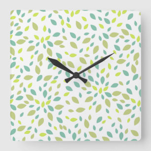 Horloge Carrée Feuille (vert)