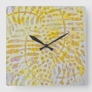 Horloge Carrée Feuilles dorés Gelli