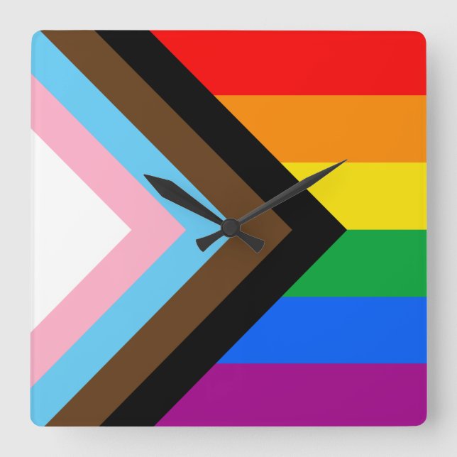 Horloge Carrée Fierté de progrès LGBTQ+ (Recto)