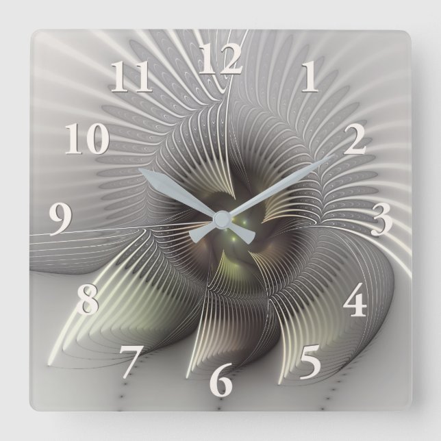 Horloge Carrée Figure frappante, Art Fractal Abstrait moderne (Recto)