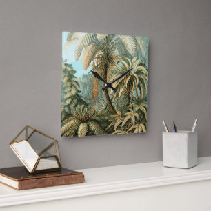 Horloge Carrée Filicinae par Ernst Haeckel, plantes de fougères a