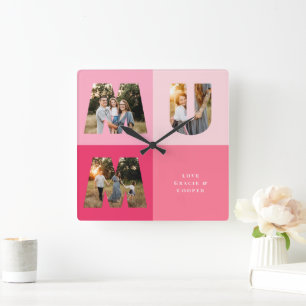 Horloge Carrée Fille 3 photo moderne fille rose mère jour