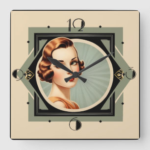 Horloge Carrée fille Art déco