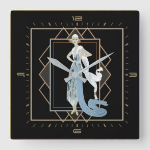 Horloge Carrée fille Art déco