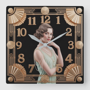 Horloge Carrée Fille Art Déco