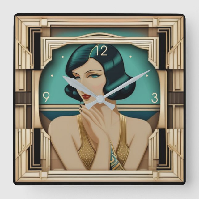 Horloge Carrée fille Art déco (Recto)