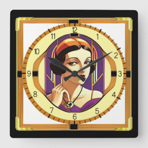 Horloge Carrée fille Art déco