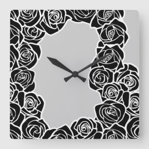 Horloge Carrée Fille Vintage rose noire