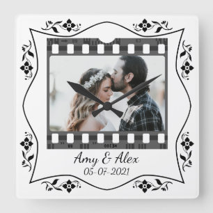 Horloge Carrée Film tendance Reel Film Film personnalisable Cadre