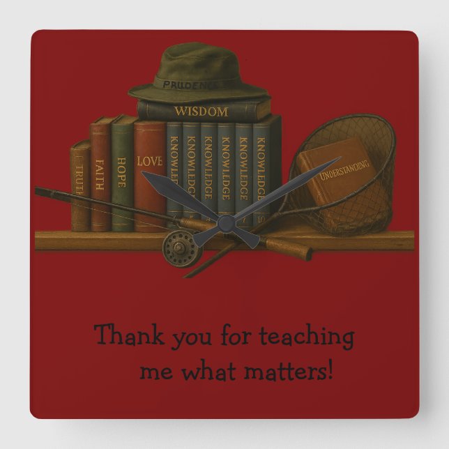 Horloge Carrée Fishing for Understanding  (Recto)