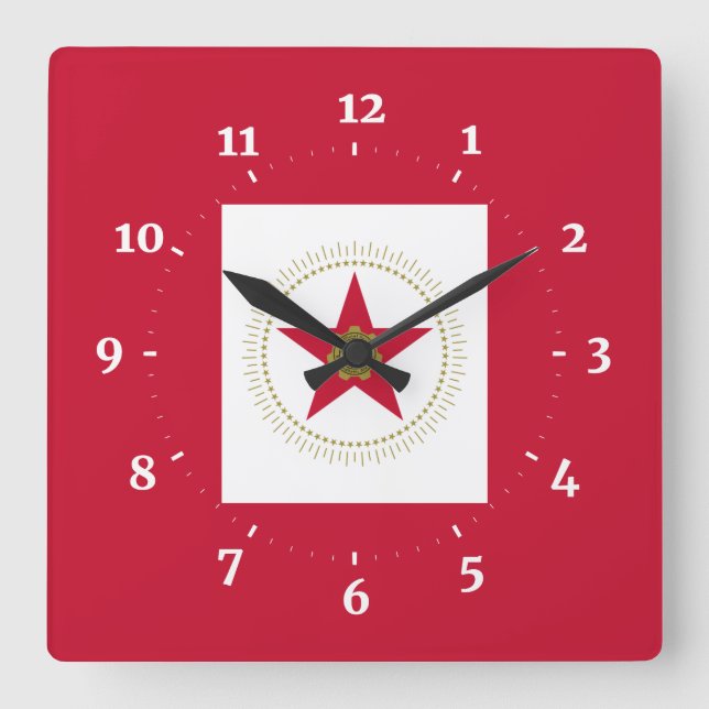 Horloge Carrée Flag of Birmingham, Square Wall Clock (Recto)