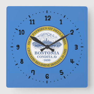 Horloge Carrée Flag of Boston, Massachusetts Square Wall Clock