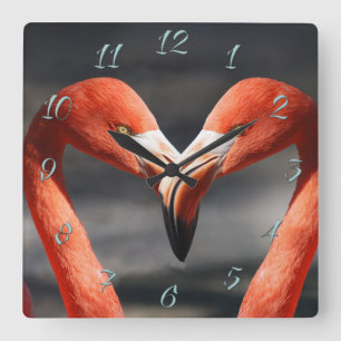 Horloge Carrée Flamant rose Valentine