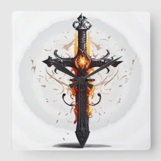 Horloge Carrée #Flame #Cross Art : #Inspirer Design