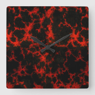 Horloge Carrée Flammes rouges et noires éclatantes Aucun chiffre