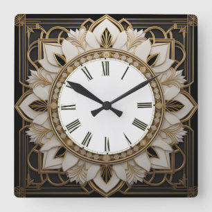 Horloge Carrée Fleur Art déco