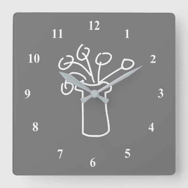Horloge Carrée Fleur blanche moderne contart (Recto)