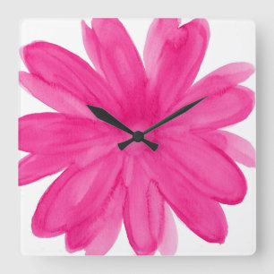 Horloge Carrée Fleur d'aquarelle de roses indien