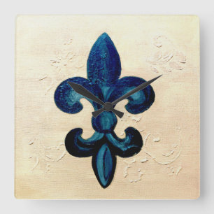 Horloge Carrée Fleur de Lis
