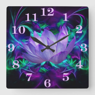 Horloge Carrée Fleur de lotus pourpre et sa signification