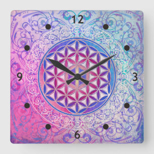 Horloge Carrée Fleur de vie / Blume des Lebens - Ornement V