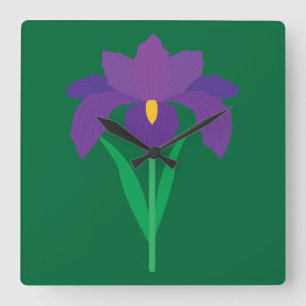 Horloge Carrée Fleur d'Iris