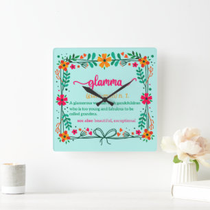 Horloge Carrée Fleur Frame Grandma Grand-mère Définition