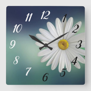 Horloge Carrée Fleur marguerite