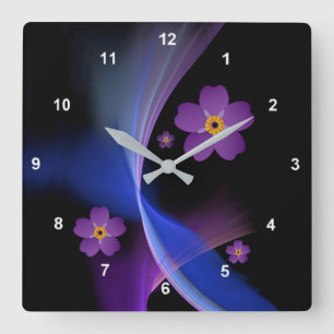 Horloge Carrée Fleur Oublie-Me-Pas