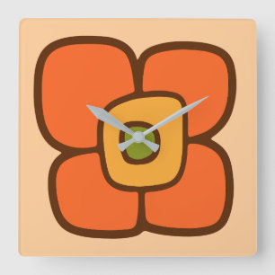 Horloge Carrée Fleur rétro printanière