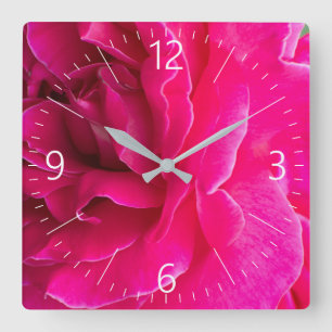 Horloge Carrée Fleur rose
